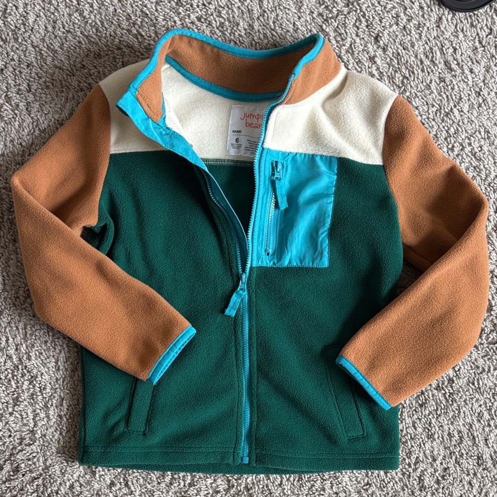 New jumping beans Colorblock Fleece Jacket - Green/Tan/Teal/Cream